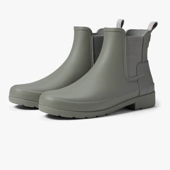 New Hunter Women’s Gray Rubber Original Chelsea Waterproof Ankle Boots Size 6US - Picture 1 of 6